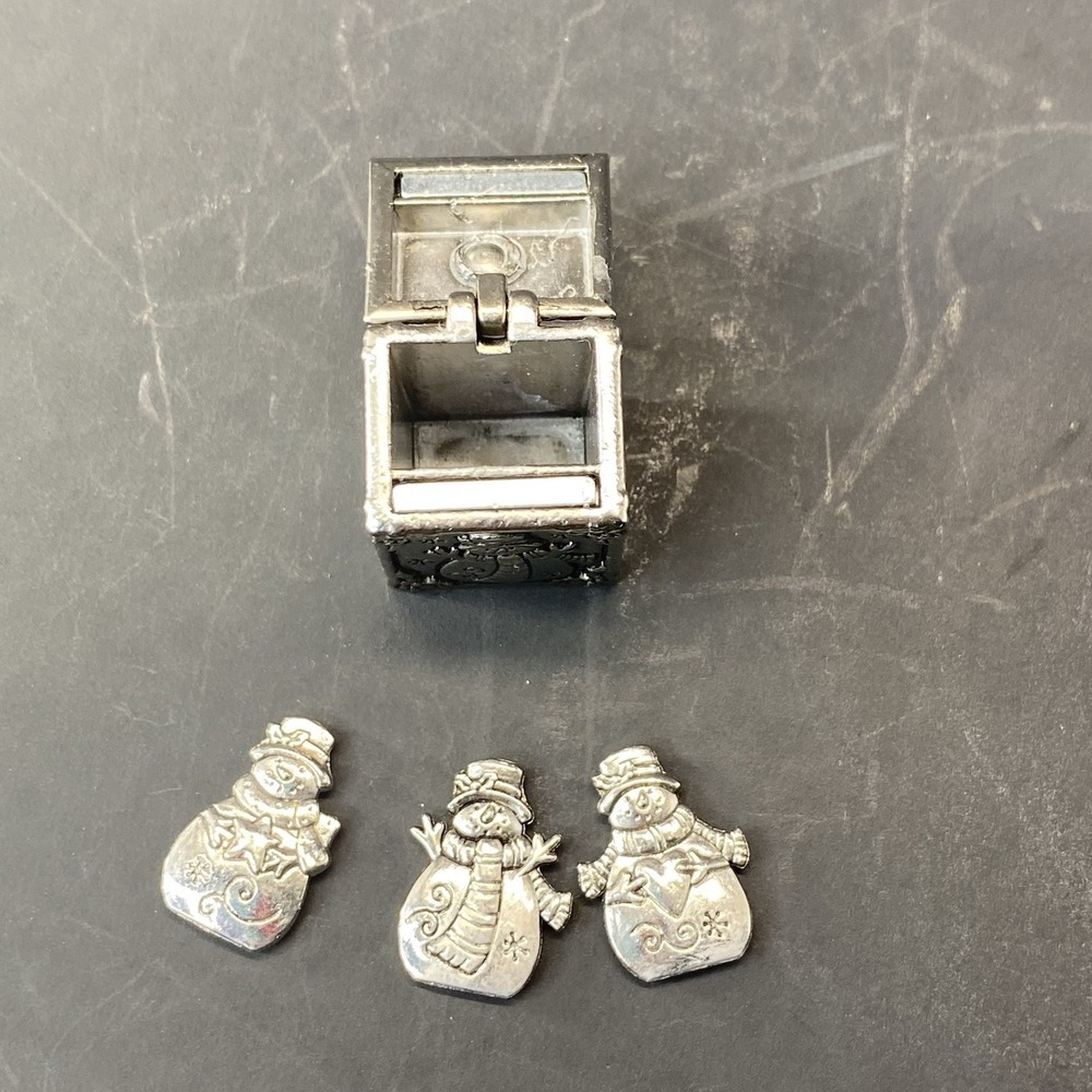 The Three‎ Snowman Box Pendant Charms Pewter - Picture 2 of 2